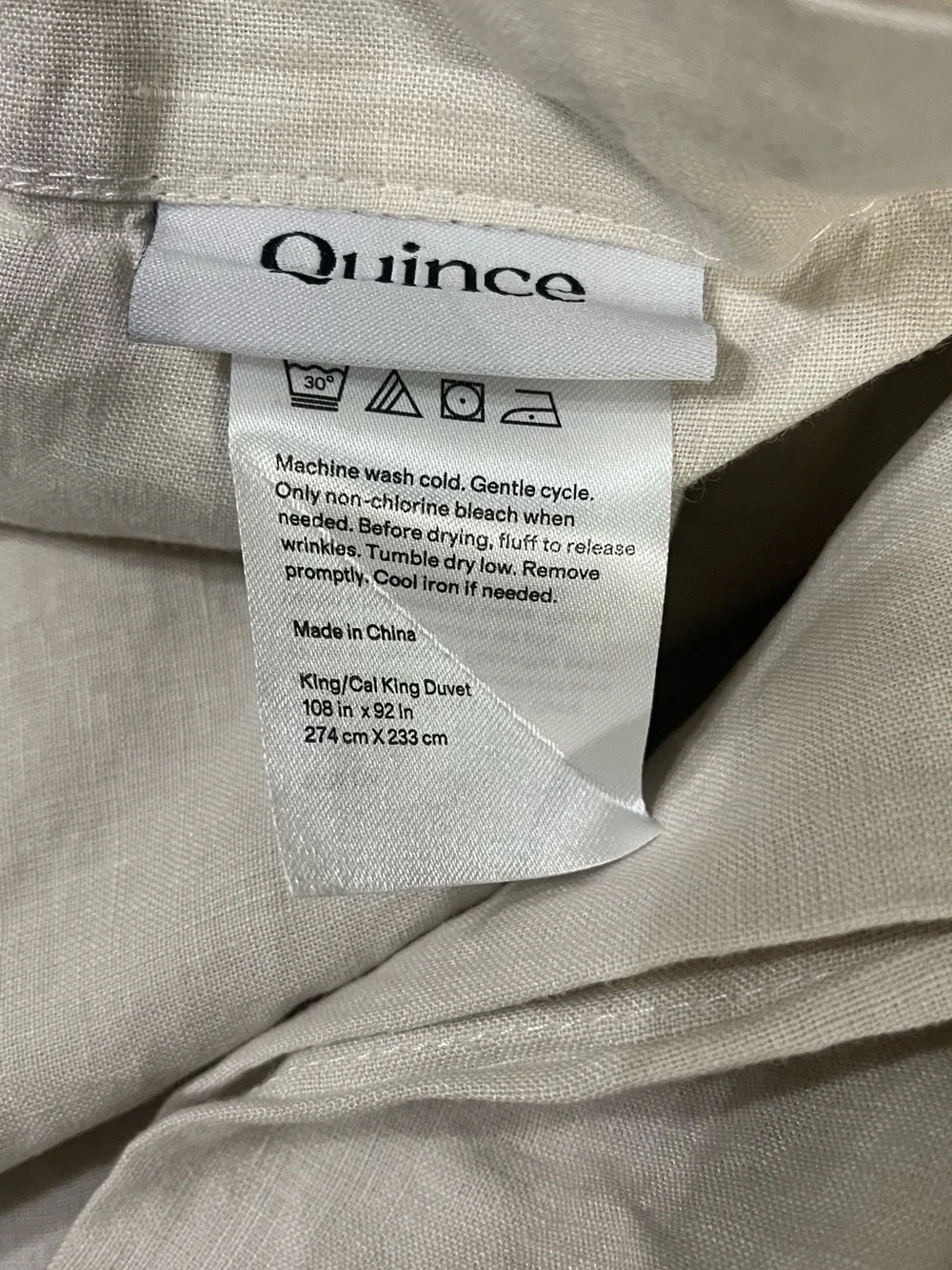 NWT Quince European Linen Chambray Duvet Cover, King/Cal K (Natural) No shams